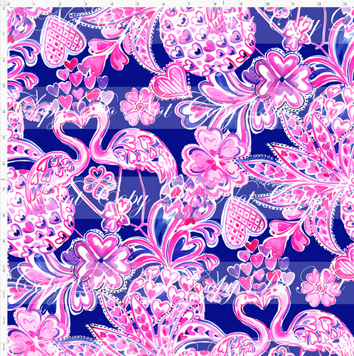 PREORDER - LP Inspired - Flamingo Hearts - Navy - LARGE SCALE