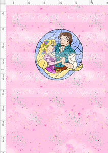 CATALOG - PREORDER R107 - Stained Glass - Golden Flower - Pink - Couple - Panel - CHILD