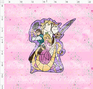 CATALOG - PREORDER R107 - Stained Glass - Golden Flower - Pink - Trio - Panel - ADULT