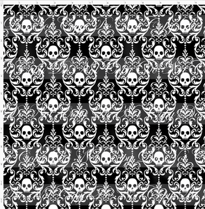 CATALOG - PREORDER R112 - Family Shadows - Goth Skulls - Black with White Skulls