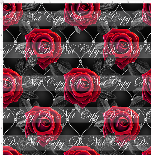 CATALOG - PREORDER R112 - Family Shadows - Red Roses with Black Leaves and Black Decorative