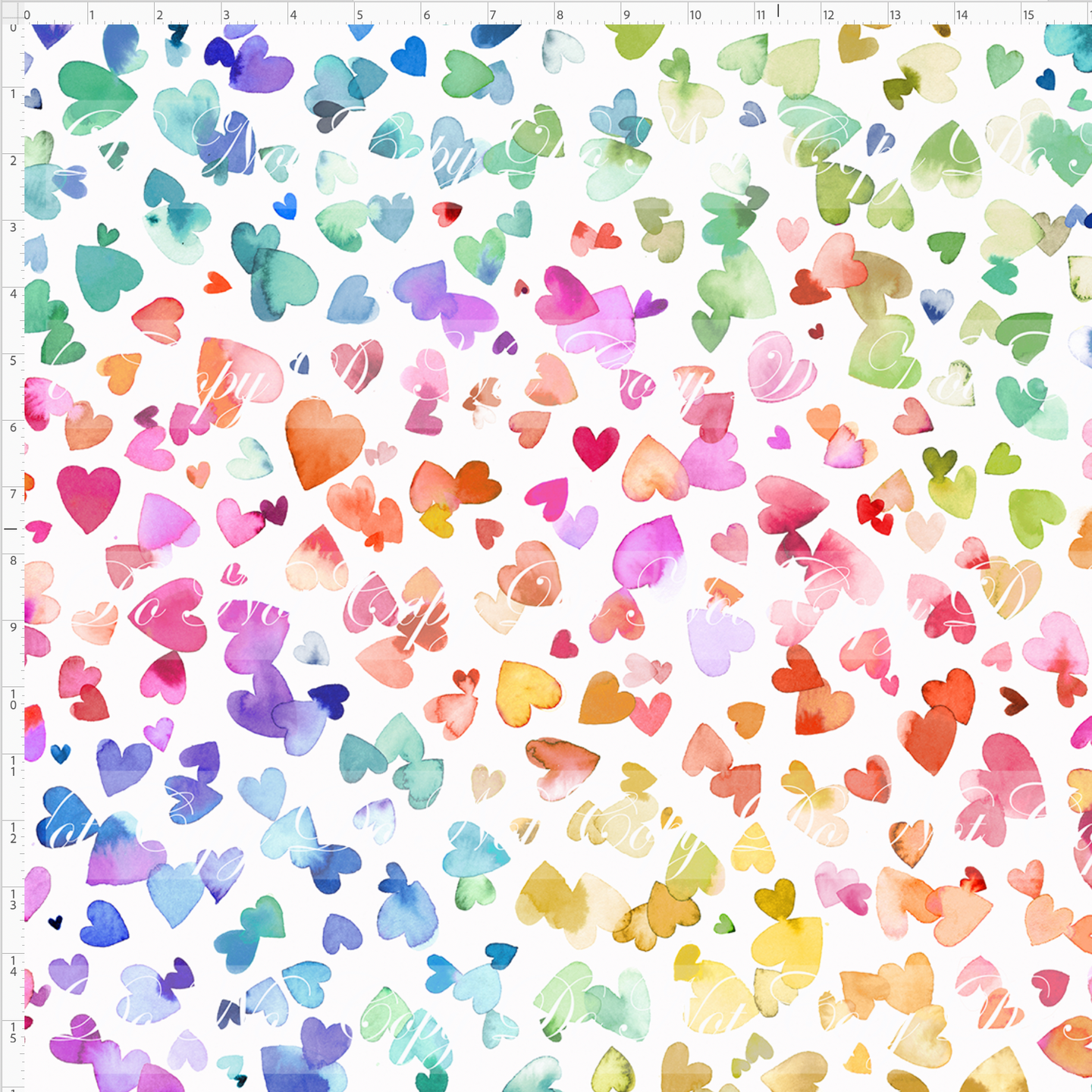 Retail - Watercolor Hearts Multicolored - LARGE SCALE