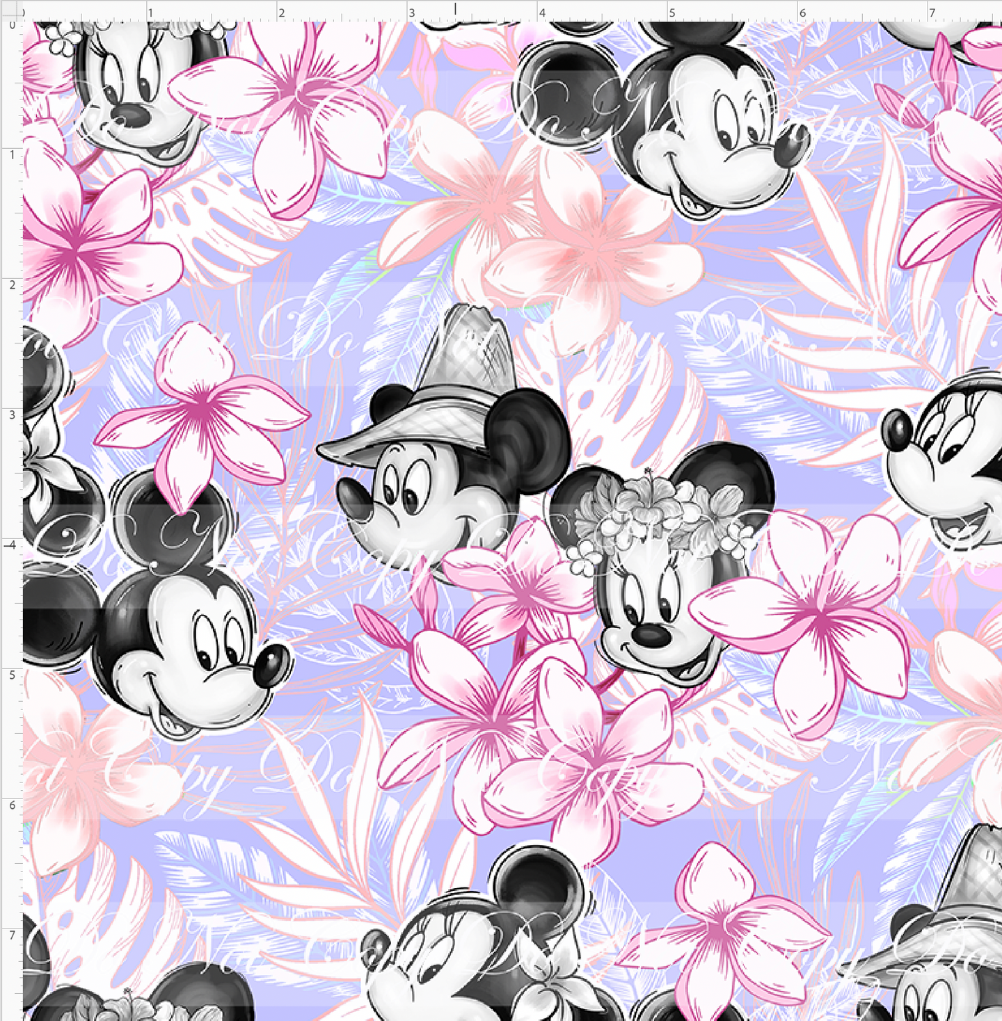 CATALOG - PREORDER R113 - Aulani - Floral Heads Monotone - Light Purple - SMALL SCALE