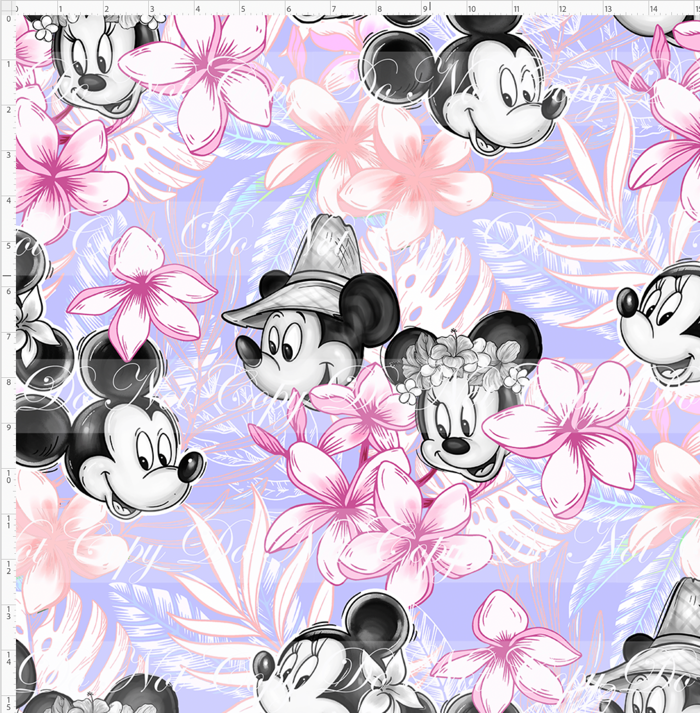 CATALOG - PREORDER R113 - Aulani - Floral Heads Monotone - Light Purple - LARGE SCALE