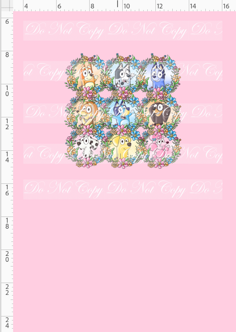 PREORDER R113 - Floral Heelers - Panel - Pink - CHILD