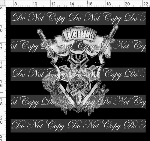 CATALOG - PREORDER R117 - DND Tattoos - Panel - Fighter - BW - ADULT