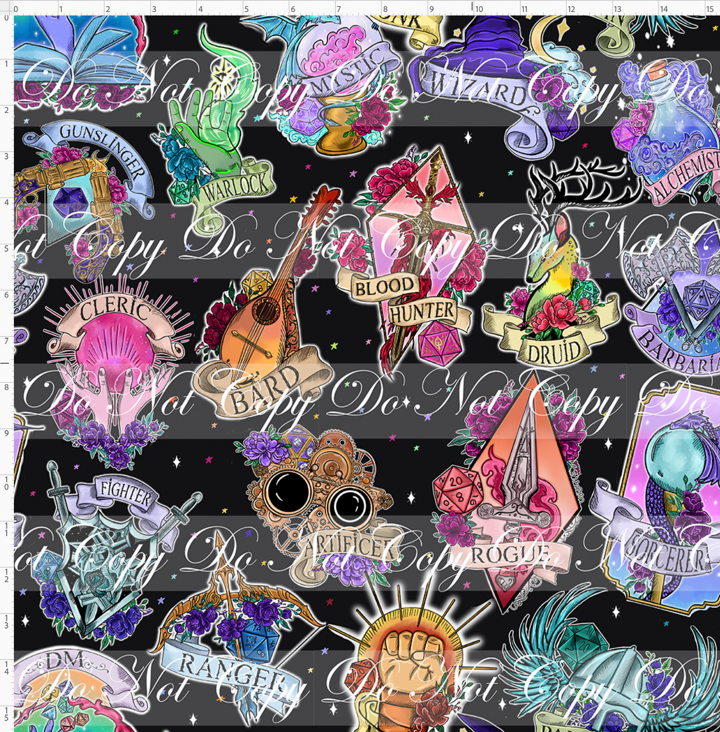 CATALOG - PREORDER R117 - DND Tattoos - Main - Tossed - Colorful - REGULAR SCALE