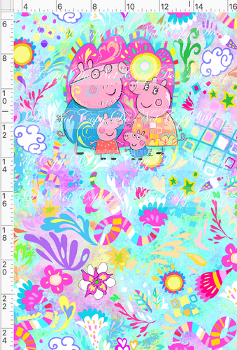 CATALG - PREORDER R117 - Artistic Pig - Panel - Family in Sun - Green - CHILD