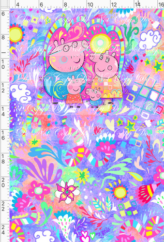 CATALG - PREORDER R117 - Artistic Pig - Panel - Family in Sun - Purple - CHILD