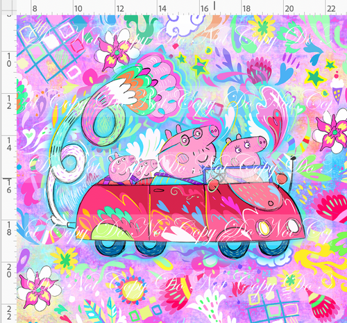 CATALG - PREORDER R117 - Artistic Pig - Panel - Family in Car - Pink - ADULT