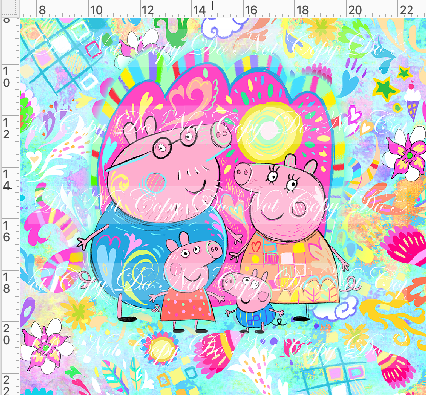 CATALG - PREORDER R117 - Artistic Pig - Panel - Family in Sun - Green - ADULT