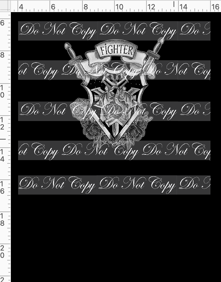 CATALOG - PREORDER R117 - DND Tattoos - Panel - Fighter - BW - CHILD