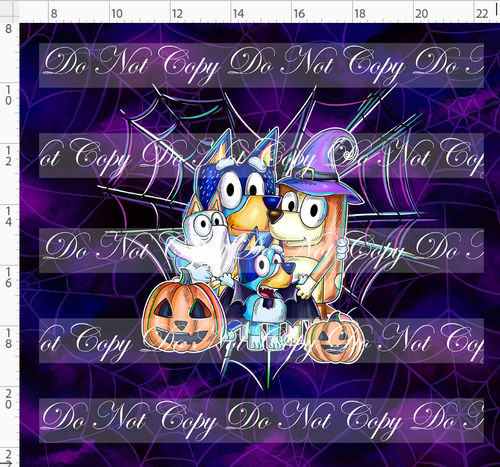 CATALOG - PREORDER R117 - Halloween Heelers - Panel - Family - Blue Purple - ADULT