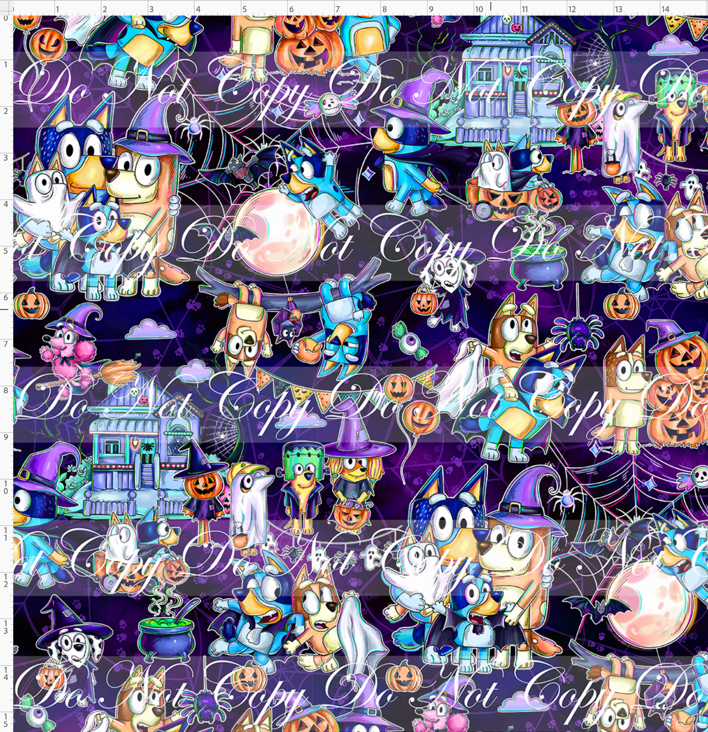 CATALOG - PREORDER R117 - Halloween Heelers - Main - Blue Purple - LARGE SCALE