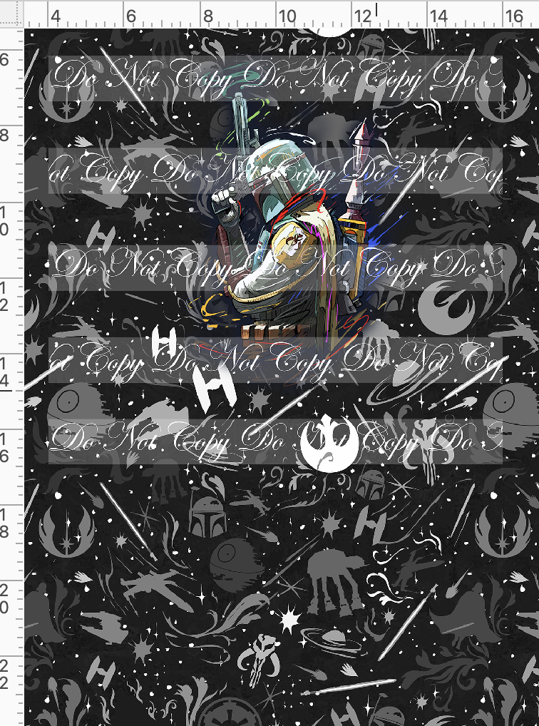 CATALOG - PREORDER R117 - Artistic Wars - Panel - Mando - Black and White - CHILD