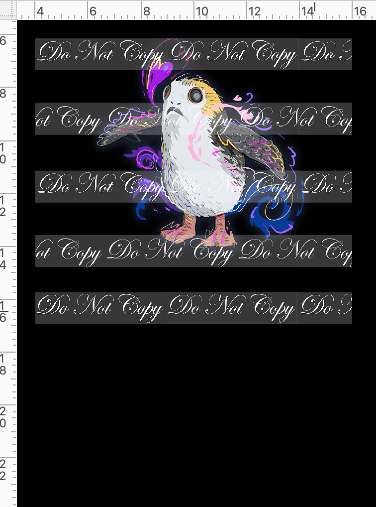 CATALOG - PREORDER R117 - Artistic Wars - Panel - Porg - Black - CHILD