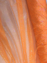 Ready to Ship - Poly Tulle - Spider web-GLOW IN THE DARK-Iridescent on orange (#80)