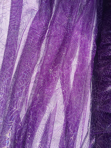 Ready to Ship - Poly Tulle - Spider web-GLOW IN THE DARK-Iridescent on purple (#76)
