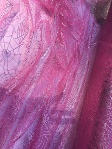 Ready to Ship - Poly Tulle - Spider web-pink foil on pink (#65)