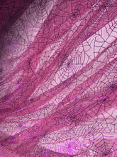 Ready to Ship - Poly Tulle - Spider web-purple foil on pink (#65)