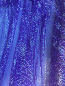 Ready to Ship - Poly Tulle - Spider web-silver foil on purple (#76)